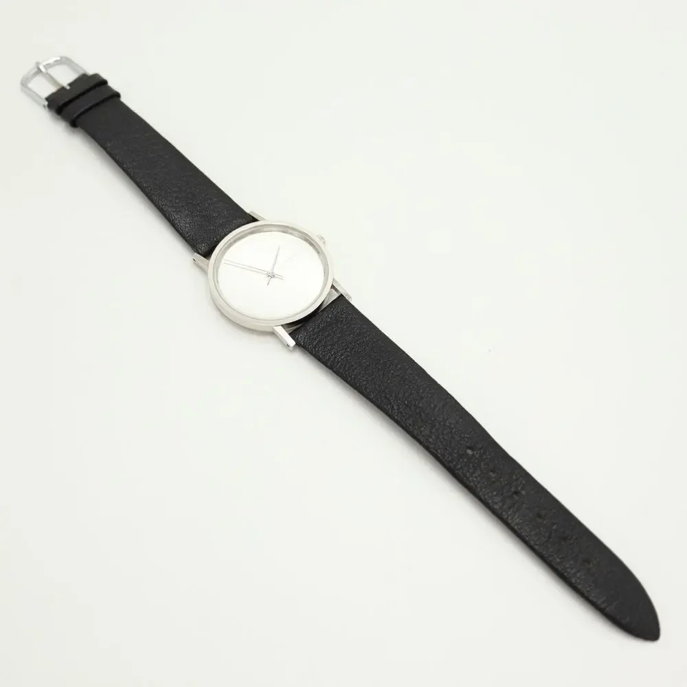 Sterling Denmark by Max Rene Silver Tone 32mm Watch Swiss Leather w New Battery